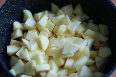 Pommes coupées en cubes