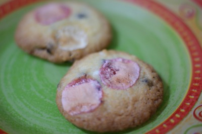 Cookies avec chamallows posés avant cuisson