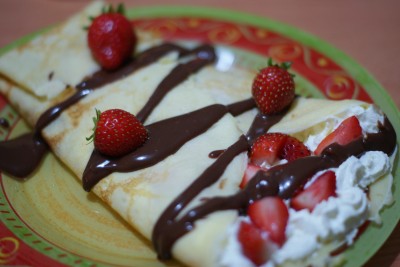 Crêpe chantilly-fraise-chocolat