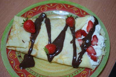 Crêpe chantilly-fraise-chocolat