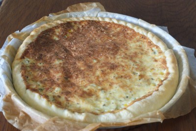 Quiche maïs, petit pois et gruyère