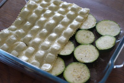 Gratin de ravioles aux courgettes